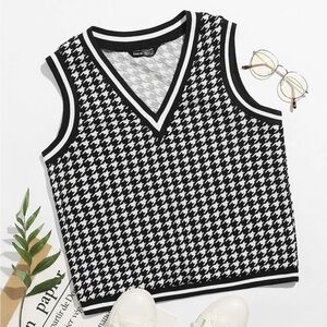 Shein black and white houndstooth sweater vest